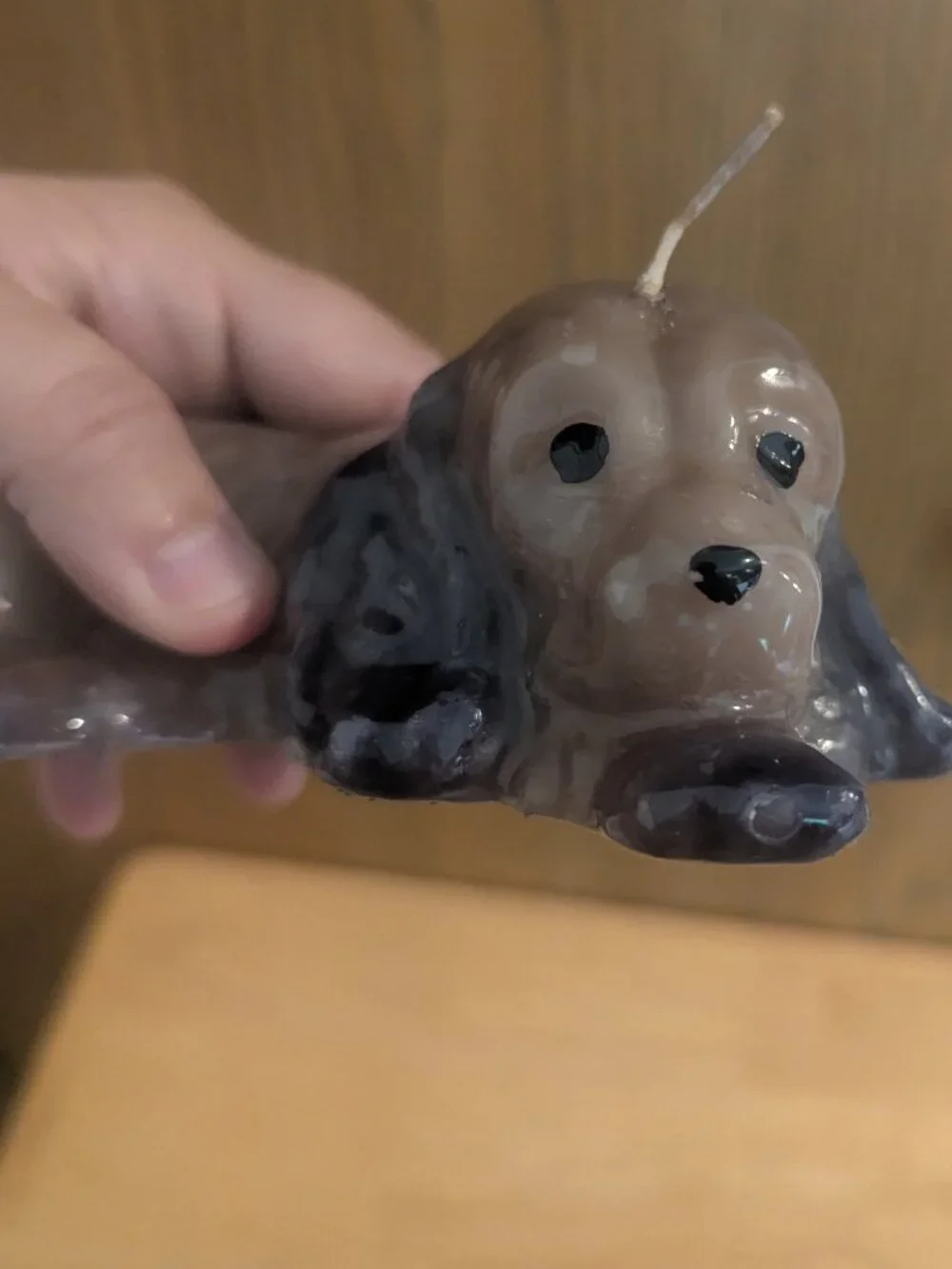 Vintage Cocker Spaniel Dog Wax‎ Decorative Candle Laying Brown/Gray